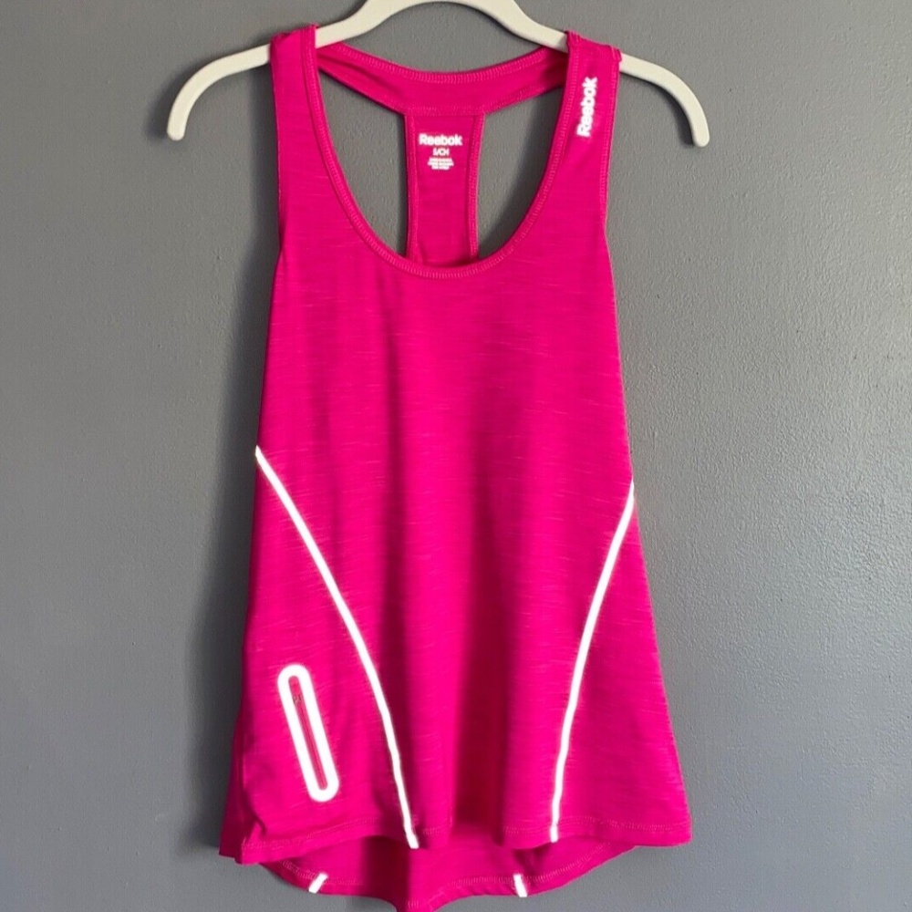 REEBOK Fuchsia Pink Pocket Racerback Workout Tank Top Women Small